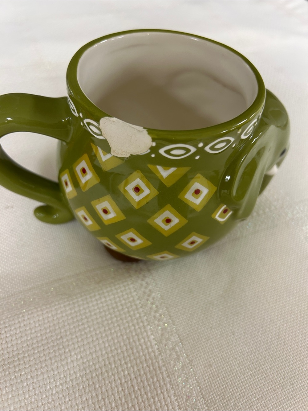 Ceramic Elephant planters or mugs — Orange & Olive Green Set image 5
